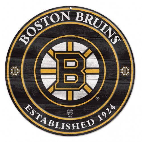 NHL Boston Bruins Round Wooden Sign 19.75" - 757 Sports Collectibles