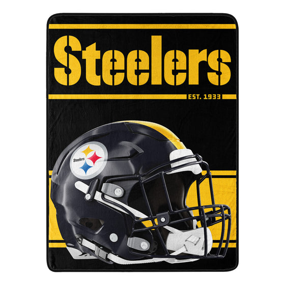 Pittsburgh Steelers Blanket 46x60 Micro Raschel Helmet Design Rolled