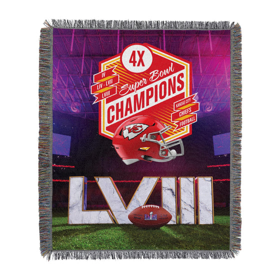 Northwest NFL Kansas City Chiefs Super Bowl LVIII Champions Woven Tapestry, 48" x 60", Re Take Multi Champs - 757 Sports Collectibles