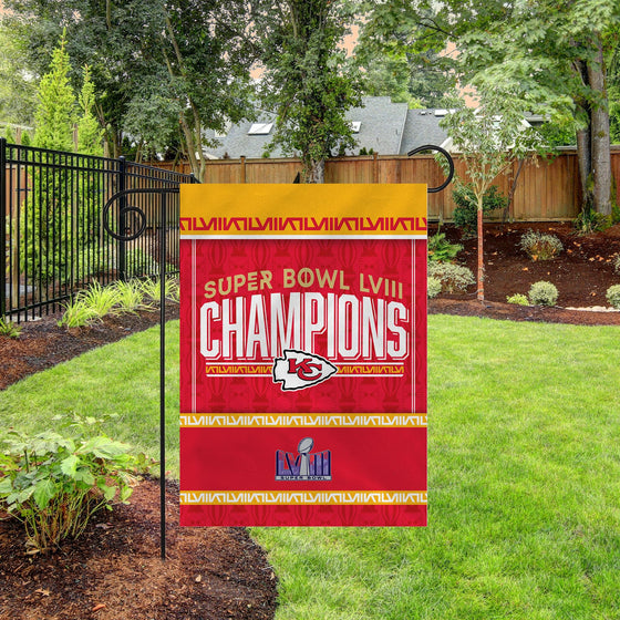 Rico Industries NFL Football Kansas City Chiefs 2024 Super Bowl LVIII Champions 13" x 18" Double Sided Garden Flag - 757 Sports Collectibles