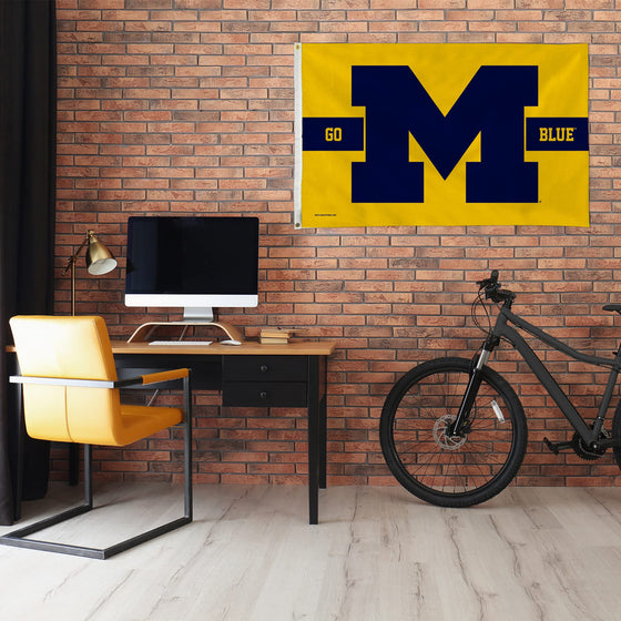 NCAA Michigan Wolverines "Striped" 3' x 5' Banner Flag - Single Sided - Indoor or Outdoor - Home Décor Made By Rico Industries - 757 Sports Collectibles