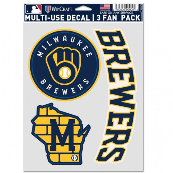 Milwaukee Brewers Decal Multi Use Fan 3 Pack