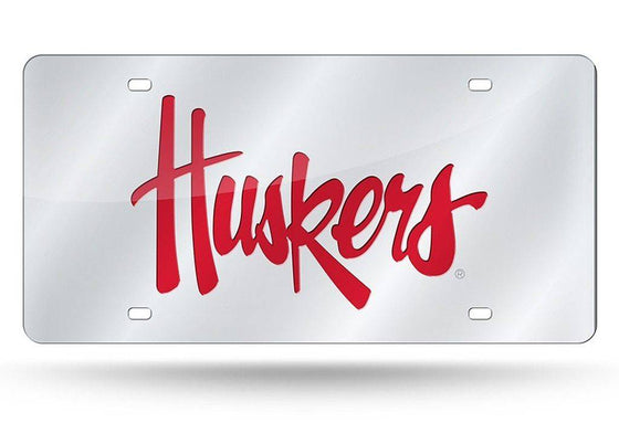 Nebraska Cornhuskers Laser Cut Silver License Plate (CDG) - 757 Sports Collectibles