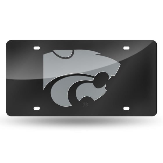 Kansas State Wildcats License Plate Laser Cut Black and Silver Special Order