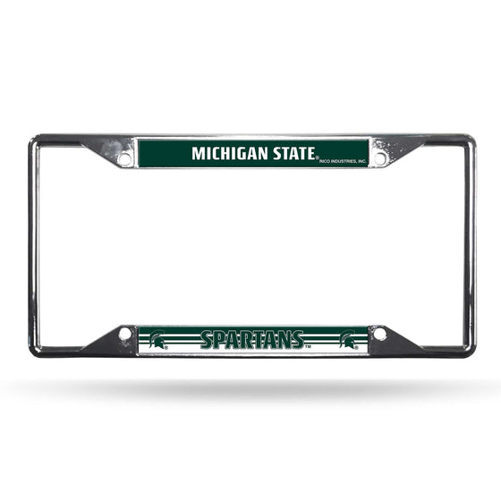 Michigan State Spartans License Plate Frame Chrome EZ View (CDG) - 757 Sports Collectibles