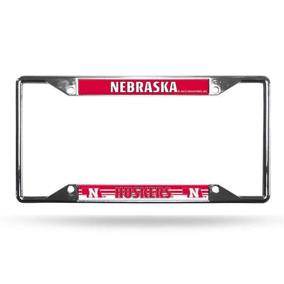Nebraska Cornhuskers License Plate Frame Chrome EZ View (CDG) - 757 Sports Collectibles