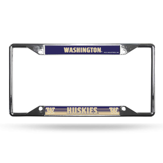 Washington Huskies License Plate Frame Chrome EZ View (CDG) - 757 Sports Collectibles