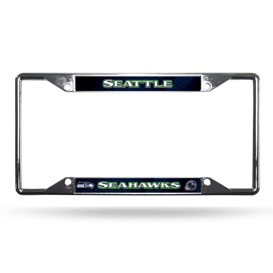 Seattle Seahawks License Plate Frame Chrome EZ View (CDG) - 757 Sports Collectibles