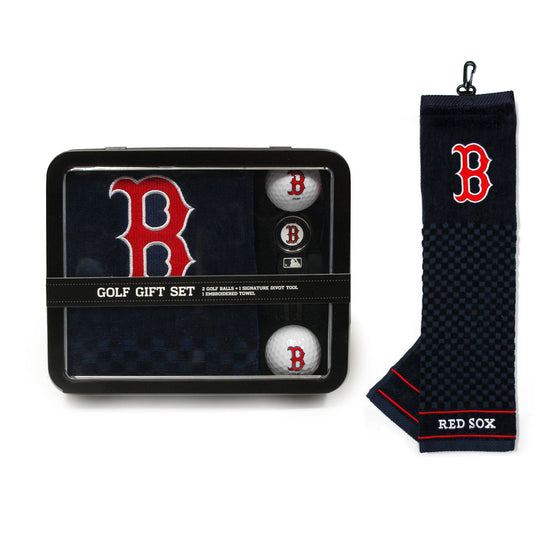 Boston Red Sox Embroidered Golf Towel, 2 Golf Balls, And Divot Tool Set - 757 Sports Collectibles