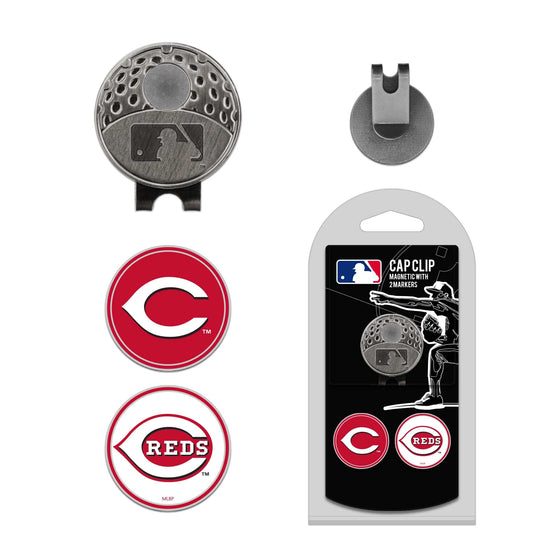 Cincinnati Reds Cap Clip With 2 Golf Ball Markers - 757 Sports Collectibles