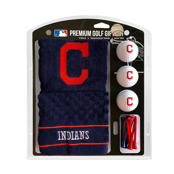 Cleveland Indians Embroidered Golf Towel, 3 Golf Ball, And Golf Tee Set - 757 Sports Collectibles