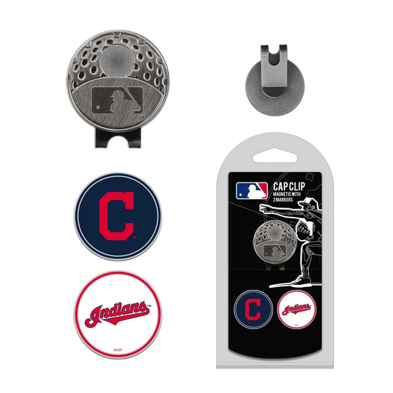 Cleveland Indians Cap Clip With 2 Golf Ball Markers - 757 Sports Collectibles