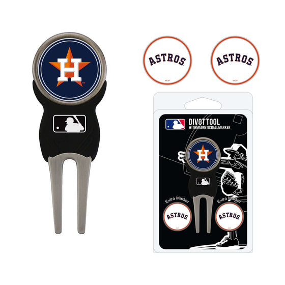 Houston Astros Divot Tool Pack With 3 Golf Ball Markers - 757 Sports Collectibles