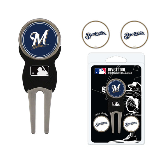 Milwaukee Brewers Divot Tool Pack With 3 Golf Ball Markers - 757 Sports Collectibles