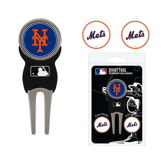 New York Mets Divot Tool Pack With 3 Golf Ball Markers - 757 Sports Collectibles