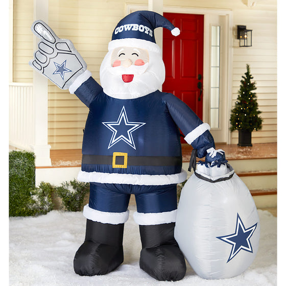 DALLAS COWBOYS LED LIT 7 FT INFLATABLE TEAM SANTA - 757 Sports Collectibles