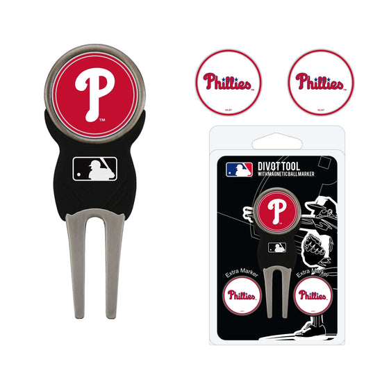 Philadelphia Phillies Divot Tool Pack With 3 Golf Ball Markers - 757 Sports Collectibles