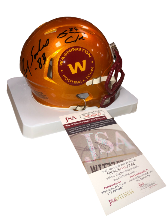 Washington Commanders Ricky Sanders Gary Clark Signed Auto Flash Mini Helmet - JSA W COA - 757 Sports Collectibles