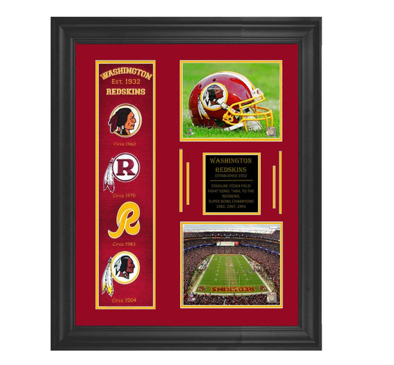 Washington Redskins Deluxe Framed Heritage Banner 23x35 - 757 Sports Collectibles