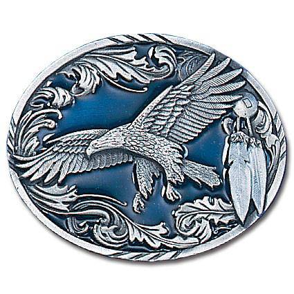 Western Eagle/Feathers  Enameled Belt Buckle (SSKG) - 757 Sports Collectibles