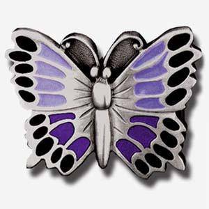 Purple Butterfly Enameled Belt Buckle (SSKG) - 757 Sports Collectibles