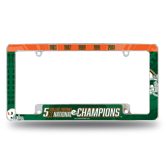 Miami University 5 Time College Football Champs All Over Chrome Frame