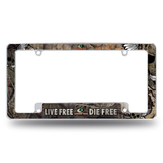 Mossy Oak - Break Up Country / Skull - "Live Free Die Free" All Over Chrome Frame (Bottom Oriented)