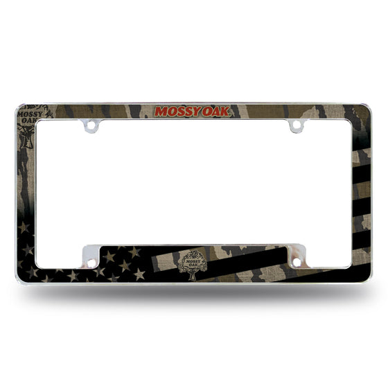 Mossy Oak - Bottomland Camo / USA Flag - All Over Chrome Frame (Bottom Oriented)