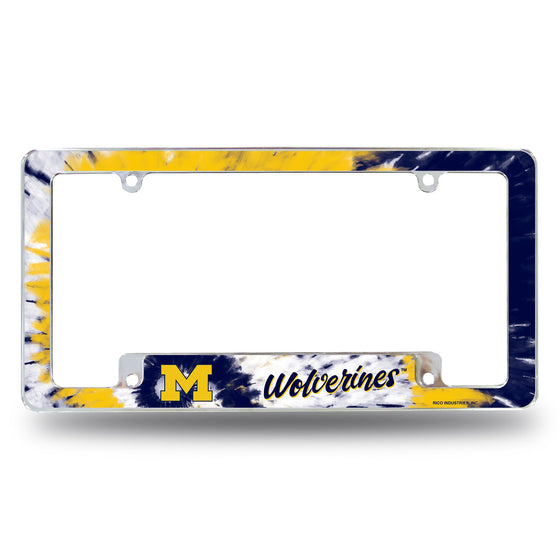 Michigan University - Tie Dye Design - All Over Chrome Frame (Bottom Oriented)