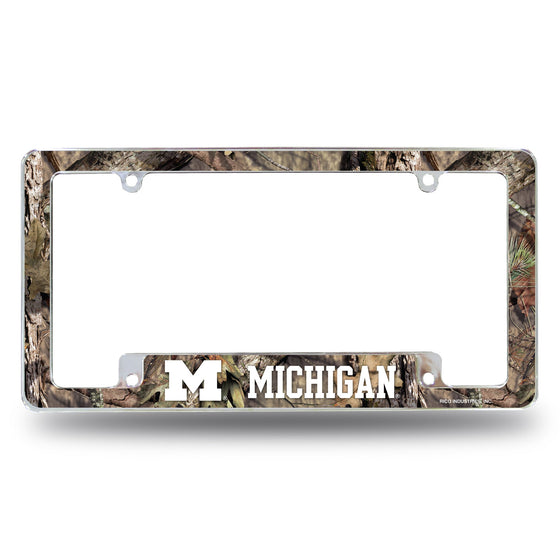 Michigan University / Mossy Oak Camo Break-Up Country All Over Chrome Frame (Bottom Oriented)