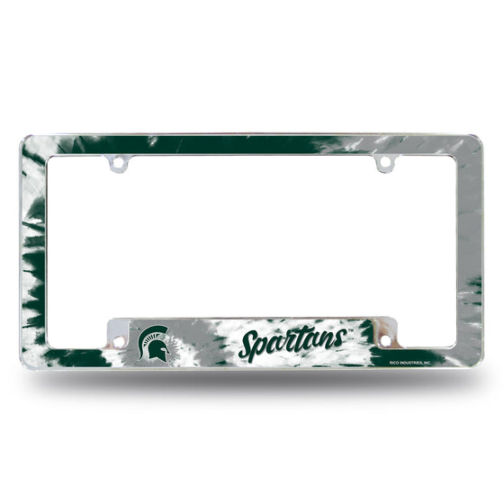 Michigan State - Tie Dye Design - All Over Chrome Frame (Bottom Oriented)