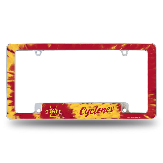 Iowa State University - Tie Dye Design - All Over Chrome Frame (Bottom Oriented)