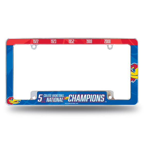 Kansas University 5 Time College Basketball Champs All Over Chrome Frame