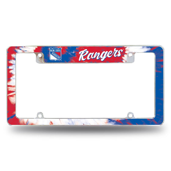 Rangers - Ny - Tie Dye Design - All Over Chrome Frame (Top Oriented)