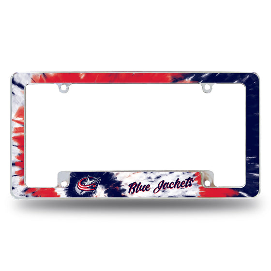 Blue Jackets - Tie Dye Design - All Over Chrome Frame (Bottom Oriented)