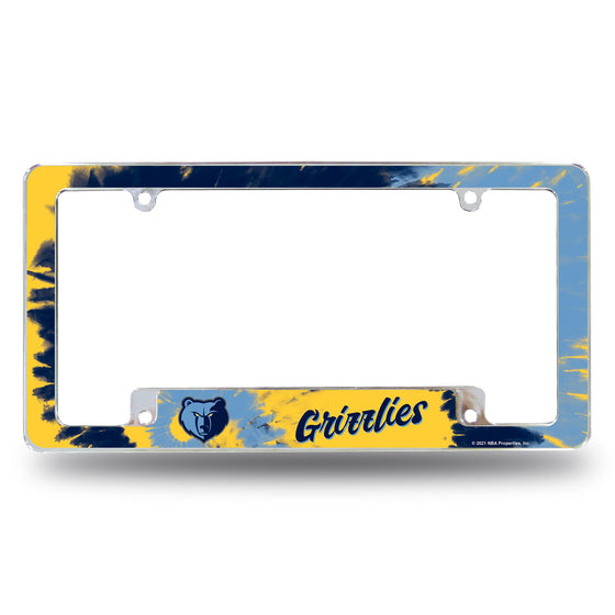 Memphis Grizzlies Tye Dye Design All Over Chrome Frame (Bottom Oriented)