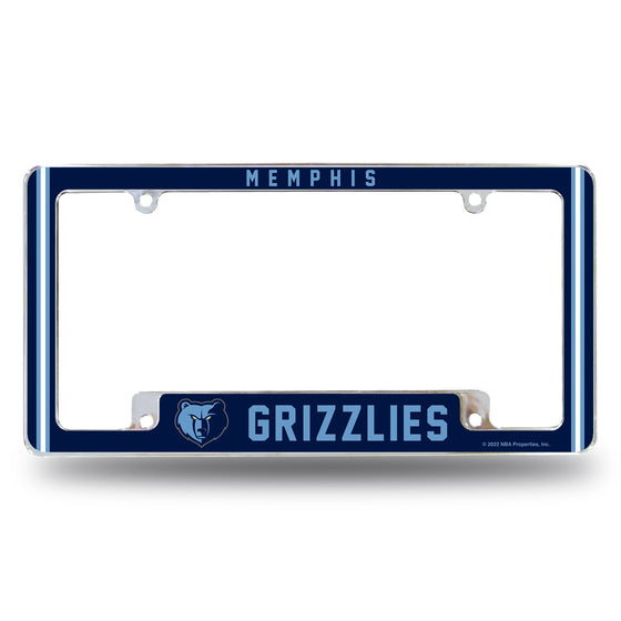 Grizzlies Alternate Design All Over Chrome Frame - Bottom Oriented