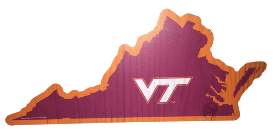 Virginia Tech VT Hokies Virginia State Wood Sign 14"x6" - 757 Sports Collectibles