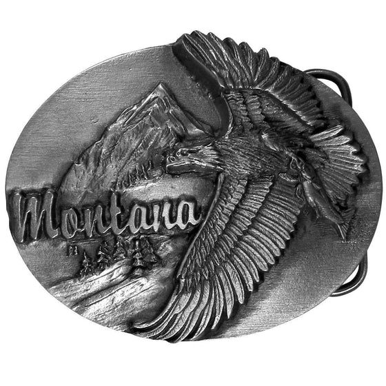 Montana Eagle Antiqued Belt Buckle (SSKG) - 757 Sports Collectibles