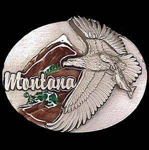 Montana Eagle Enameled Belt Buckle (SSKG) - 757 Sports Collectibles