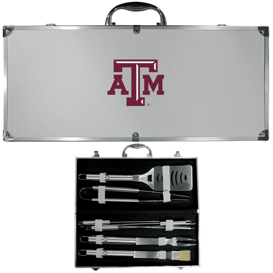 Texas A & M Aggies 8 pc Stainless Steel BBQ Set w/Metal Case (SSKG) - 757 Sports Collectibles