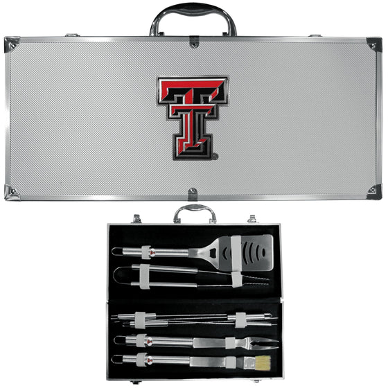 Texas Tech Raiders 8 pc Stainless Steel BBQ Set w/Metal Case (SSKG) - 757 Sports Collectibles