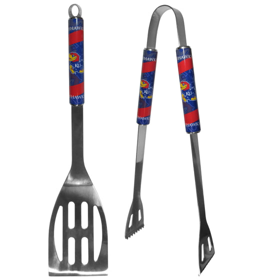 Kansas Jayhawks 2 pc Steel BBQ Tool Set (SSKG) - 757 Sports Collectibles