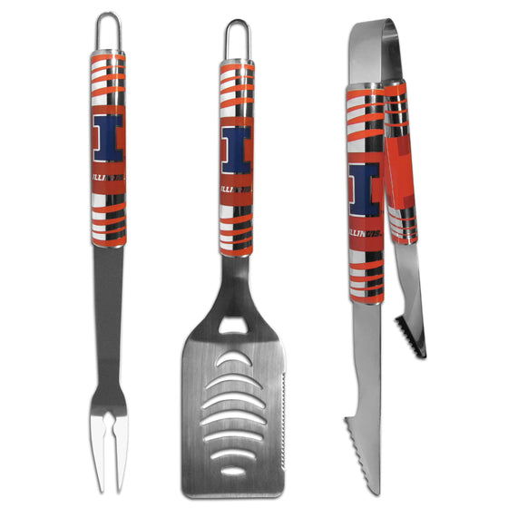 Illinois Fighting Illini 3 pc Tailgater BBQ Set (SSKG) - 757 Sports Collectibles