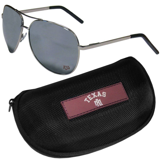 Texas A & M Aggies Aviator Sunglasses and Zippered Carrying Case (SSKG) - 757 Sports Collectibles