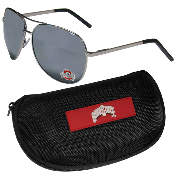 Ohio St. Buckeyes Aviator Sunglasses and Zippered Carrying Case (SSKG) - 757 Sports Collectibles