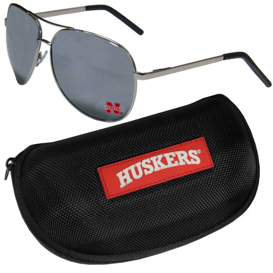 Nebraska Cornhuskers Aviator Sunglasses and Zippered Carrying Case (SSKG) - 757 Sports Collectibles