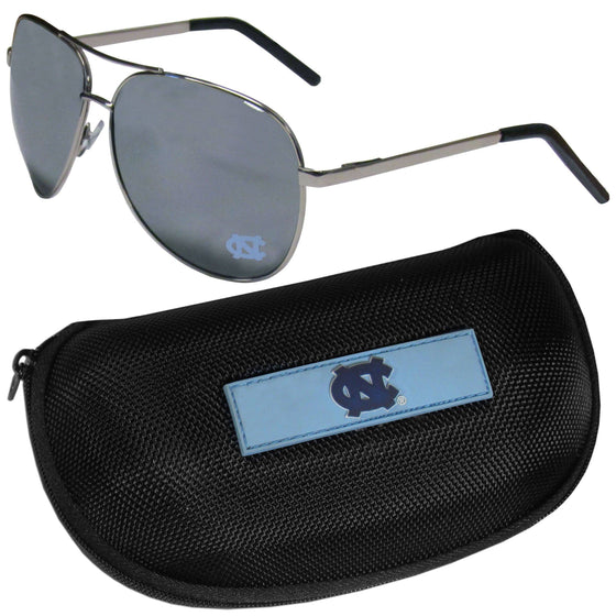 N. Carolina Tar Heels Aviator Sunglasses and Zippered Carrying Case (SSKG) - 757 Sports Collectibles