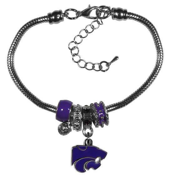 Kansas St. Wildcats Euro Bead Bracelet (SSKG) - 757 Sports Collectibles