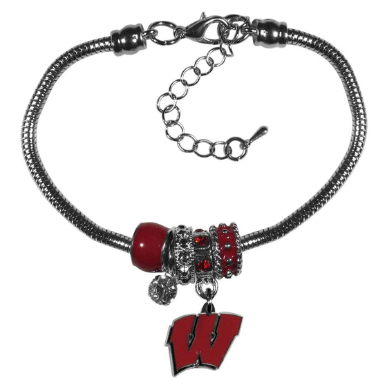 Wisconsin Badgers Euro Bead Bracelet (SSKG) - 757 Sports Collectibles